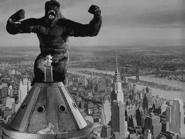 King Kong on top of a big New York City building