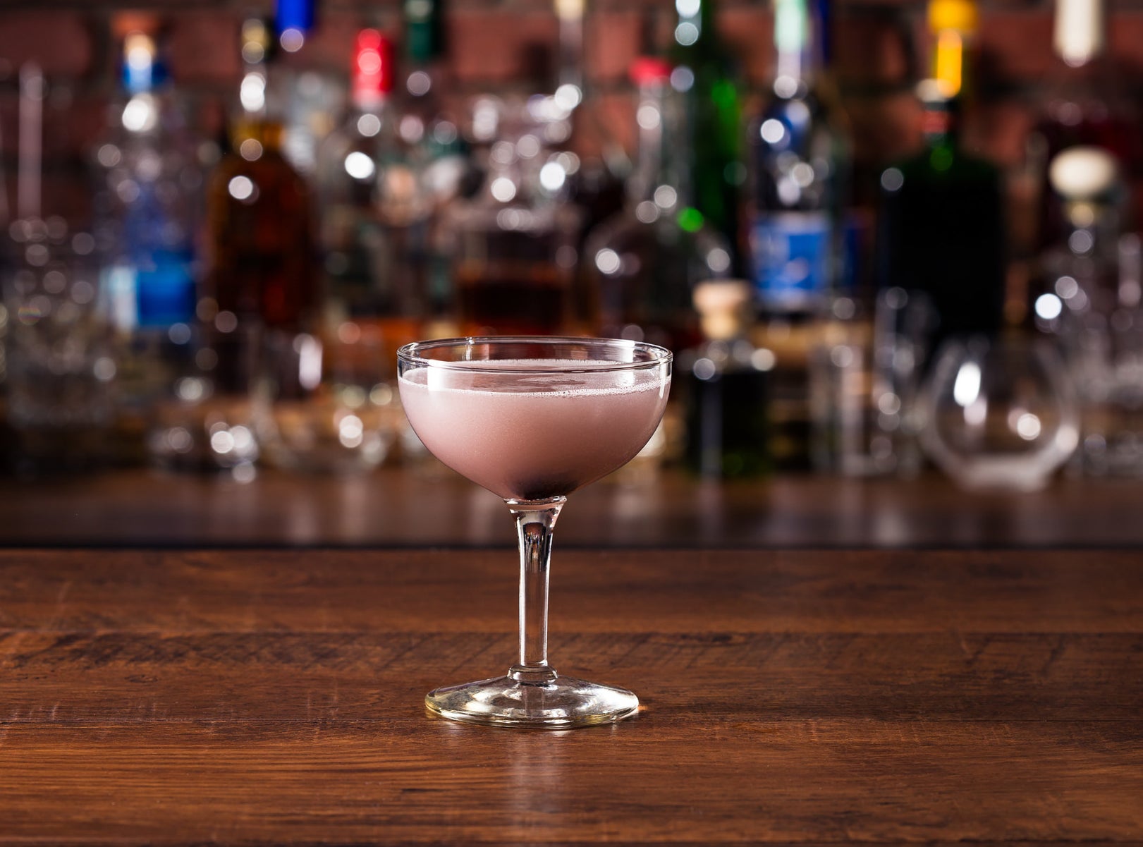 A purple Aviation on a bar countertop.