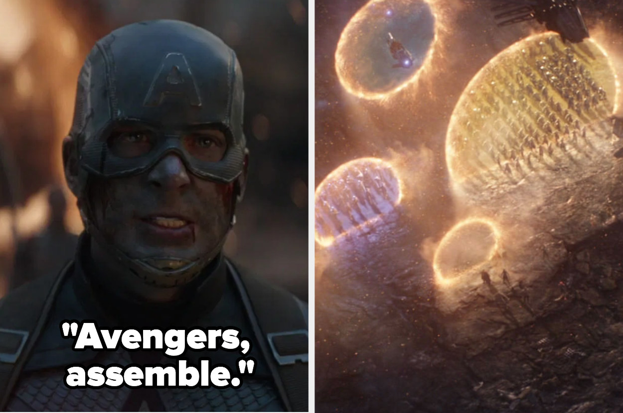 Captain America saying &quot;Avengers, assemble&quot; at the end of Endgame and all of the portals