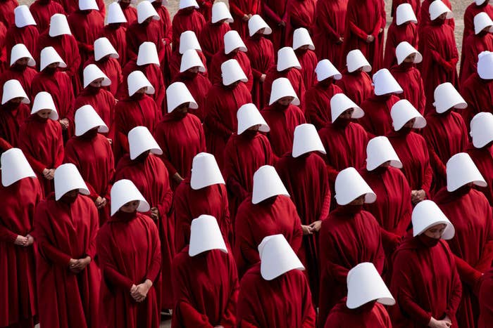 Photo of all the Handmaids lined up