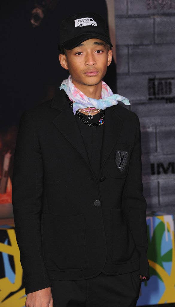 wearing a cool scarf at the bad boys for life premiere