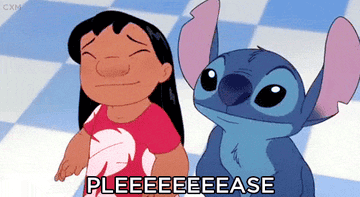 a gif of lilo and stitch begging saying &quot;pleaaaase&quot;