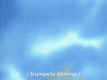 A series of cartoon trumpets trumpetting