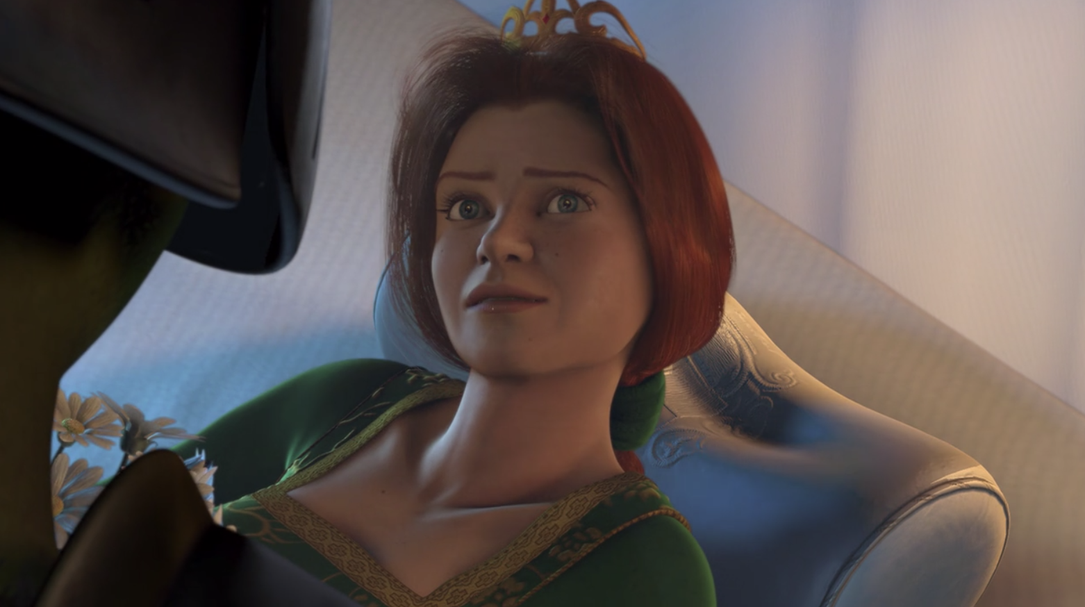 Princess Fiona looking up at Shrek