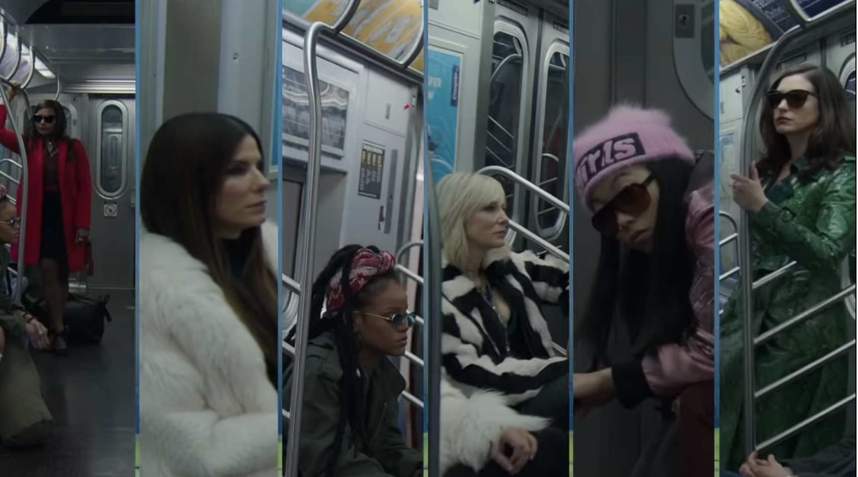 Ocean&#x27;s 8 on a subway