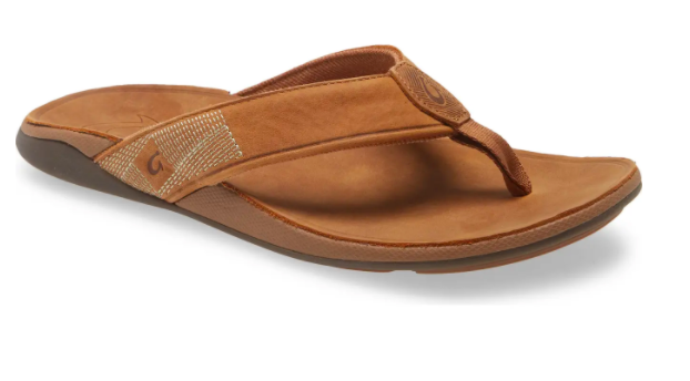 the waterproof leather flip flop in brown