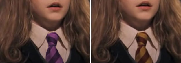 赫敏穿着紫色和粉红色领带她穿着红色和黄色领带的另一张照片