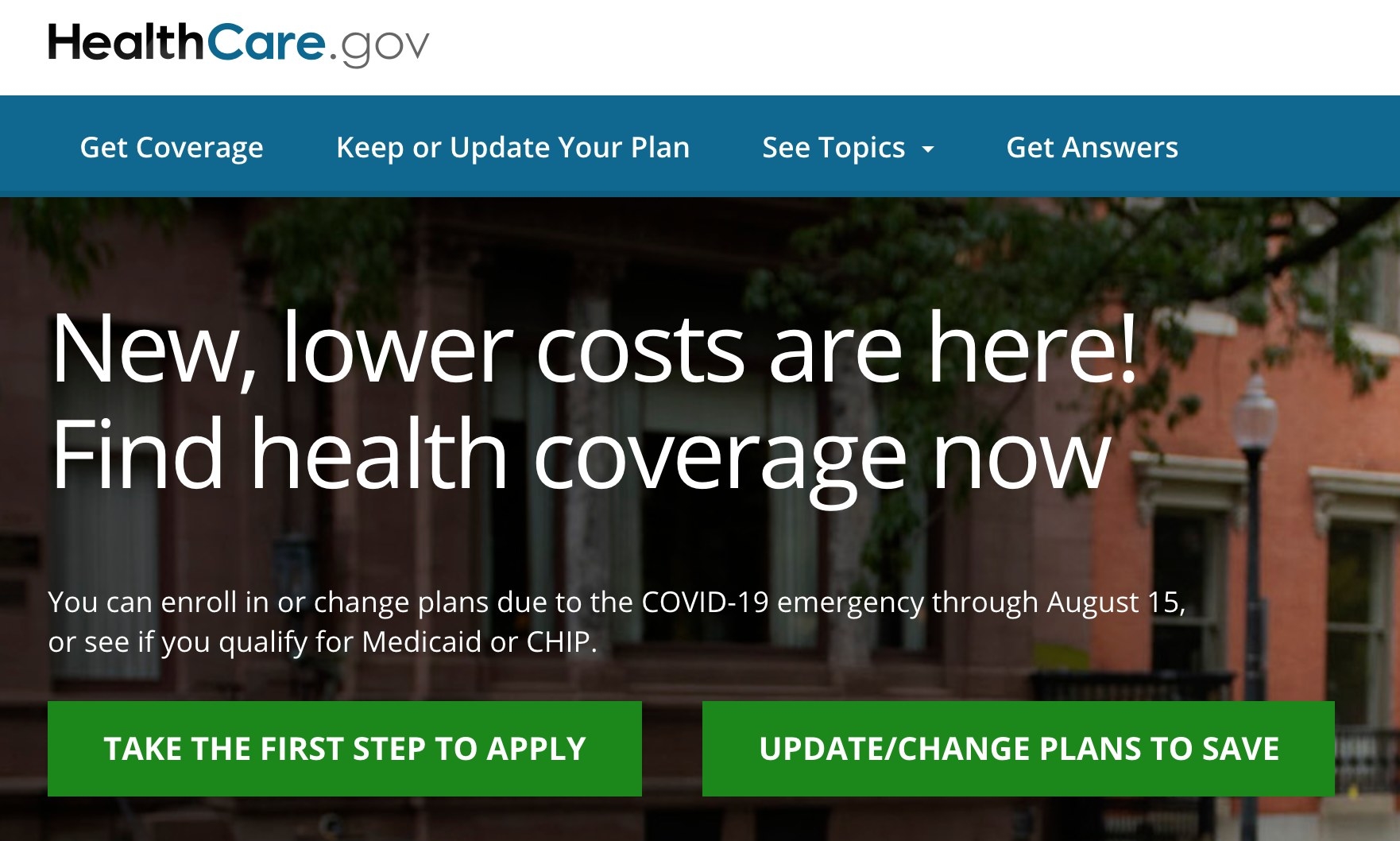 Screenshot of the healthcare marketplace
