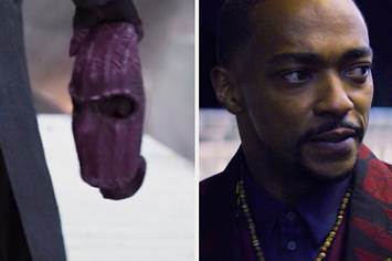 Zemo's purple mask and Sam Wilson