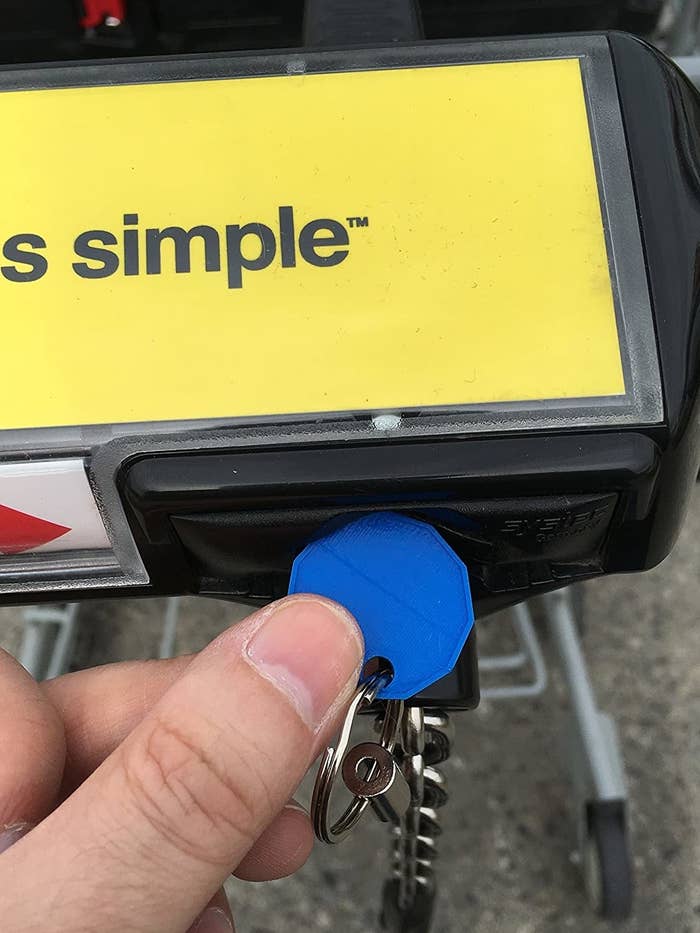 A person putting the coin into a grocery cart