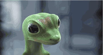 A cartoon gecko close up