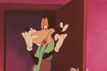 Goofy swooning and twirling his ear