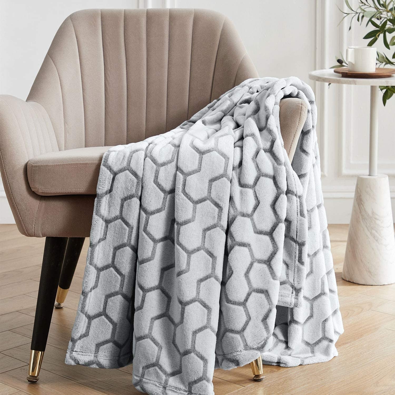The throw blanket on a chair