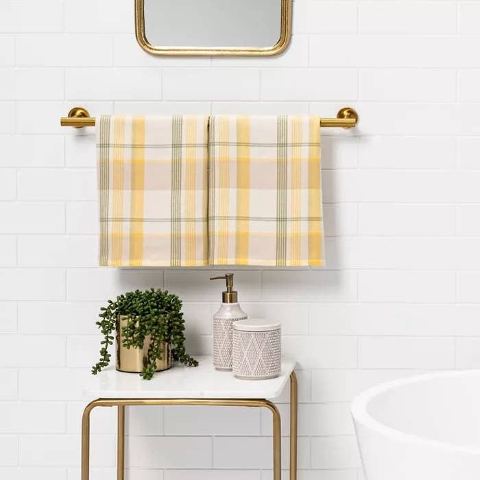 The yellow and green plaid hand towels