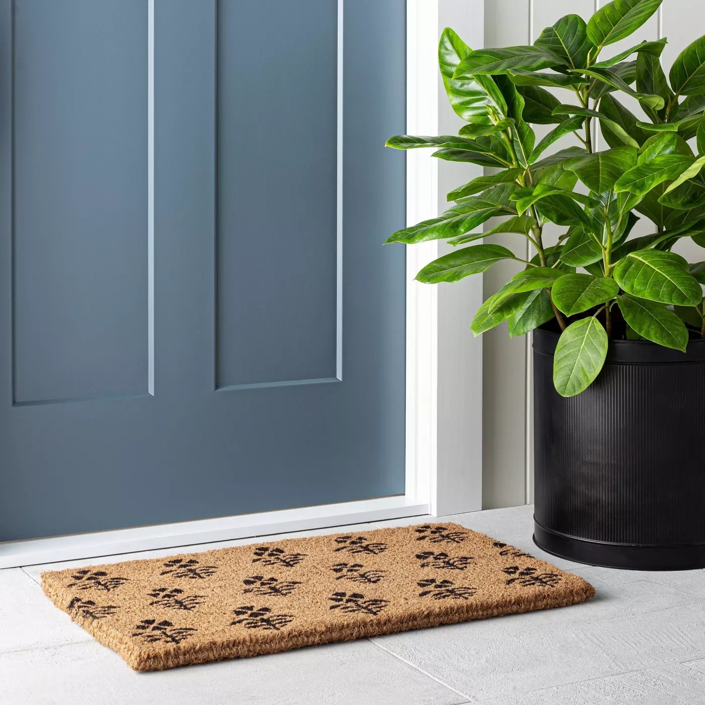 The natural doormat with a black pattern