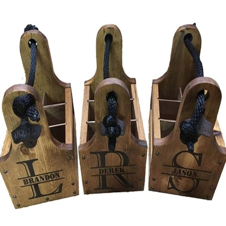 A few example customized beer caddies 