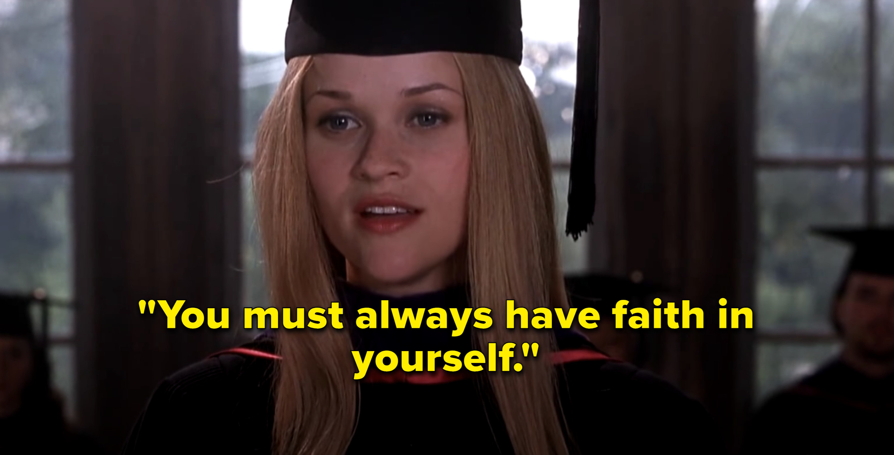 Elle Woods delivering a speech at her law school graduation