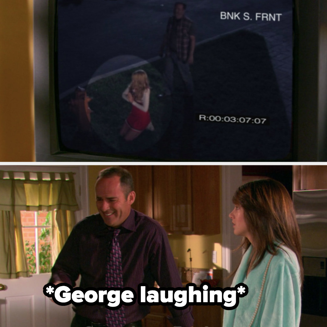 George laughs at surveillance footage of Grace defending herself