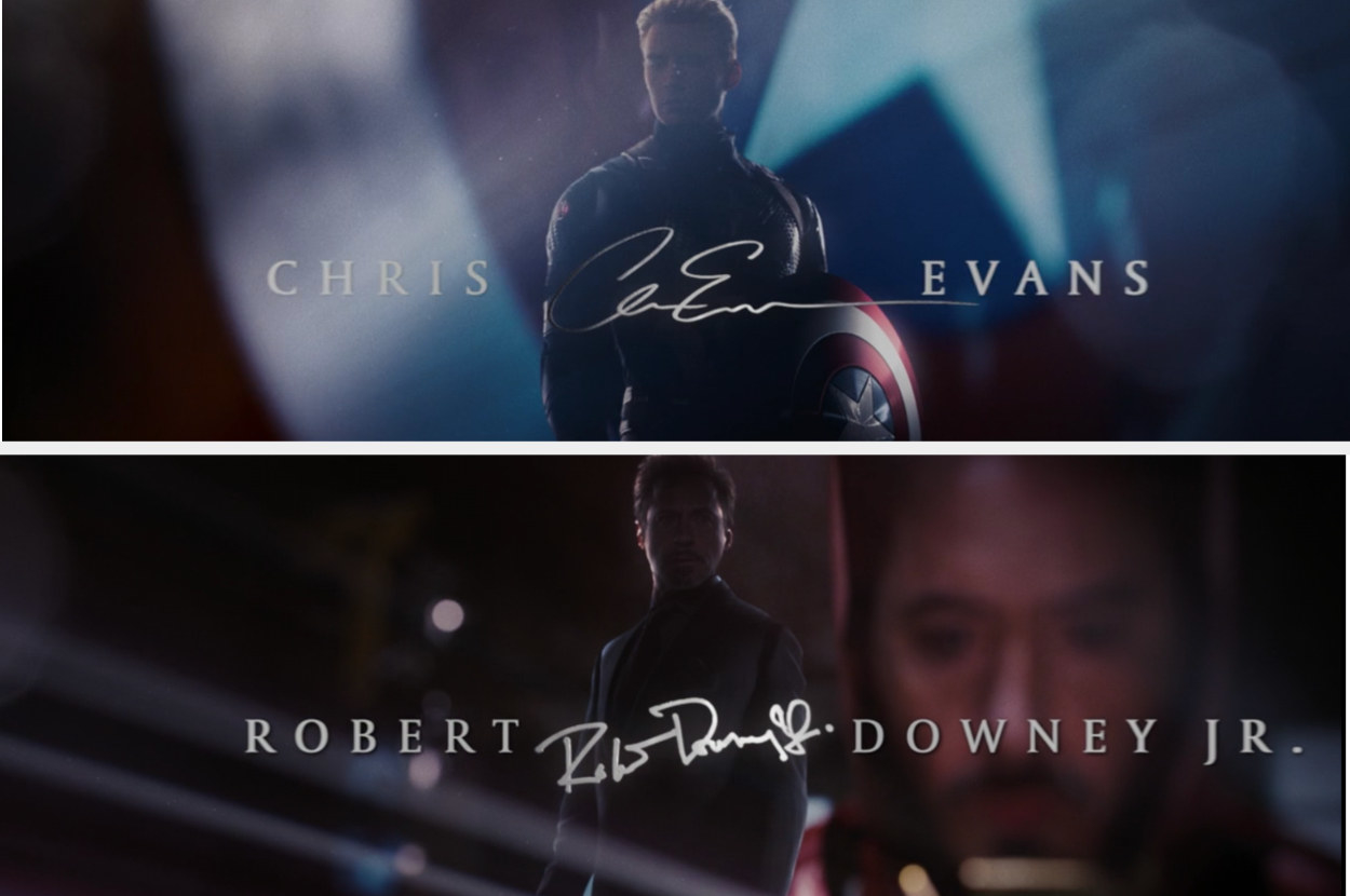 End credits images of Chris Evans and Robert Downey Jr.