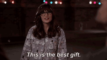 A gif of Jess from New Girl saying &quot;This is the best gift&quot;