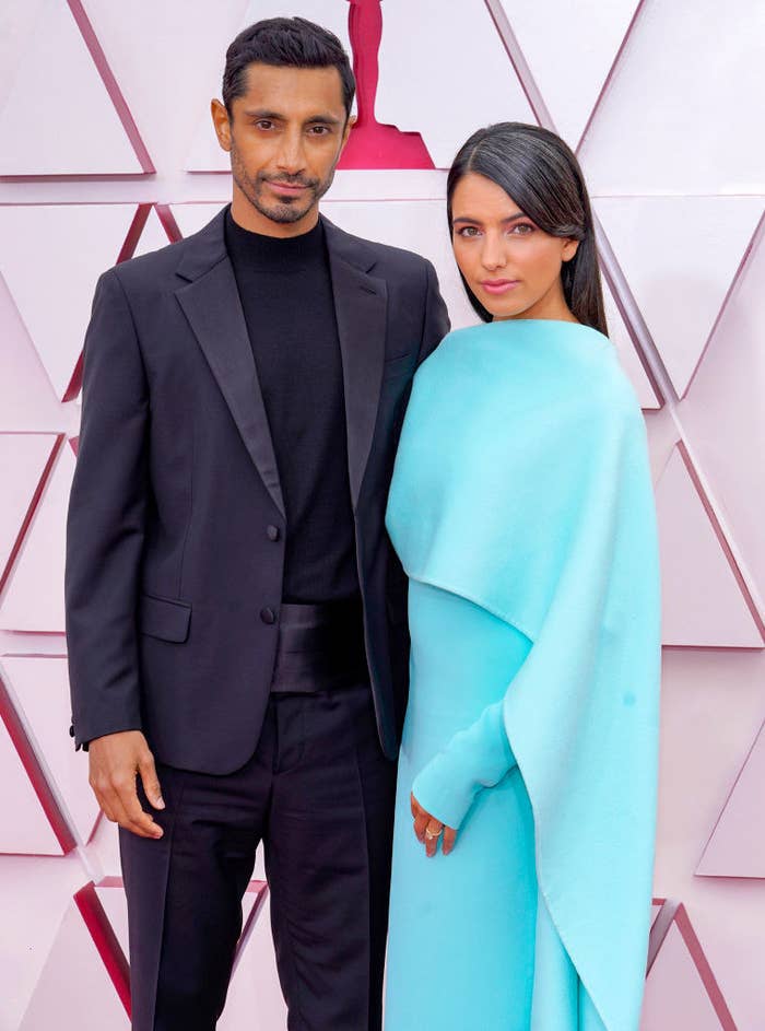 Riz Ahmed and Fatima Farheen Mirza attend the 93rd Annual Academy Awards