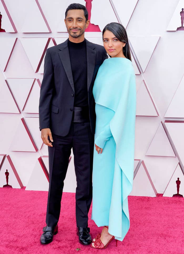 Riz Ahmed and Fatima Farheen Mirza attend the 93rd Annual Academy Awards