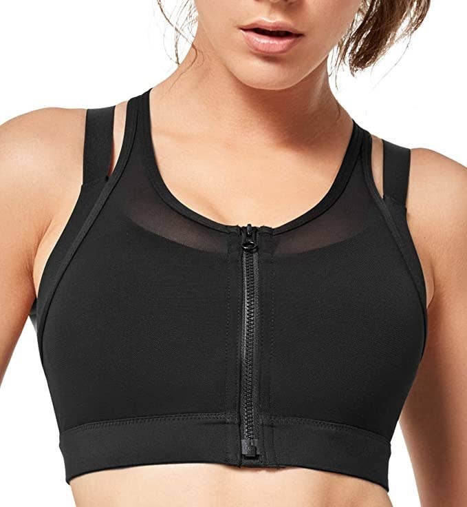 NEW Yvette high support sports bra zip front double racerback 36D