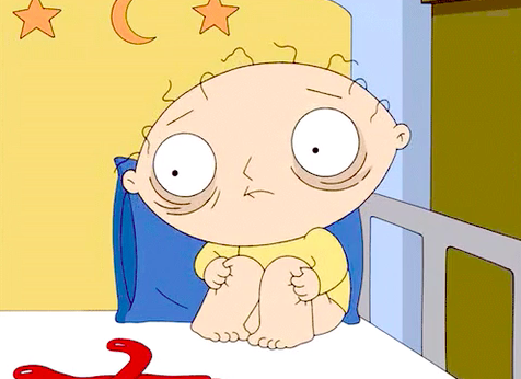 Stewie from &quot;Family Guy&quot; looking traumatized 