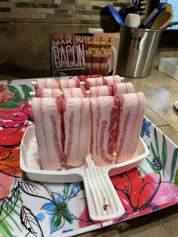 reviewer image of bacon placed on rack before cooking