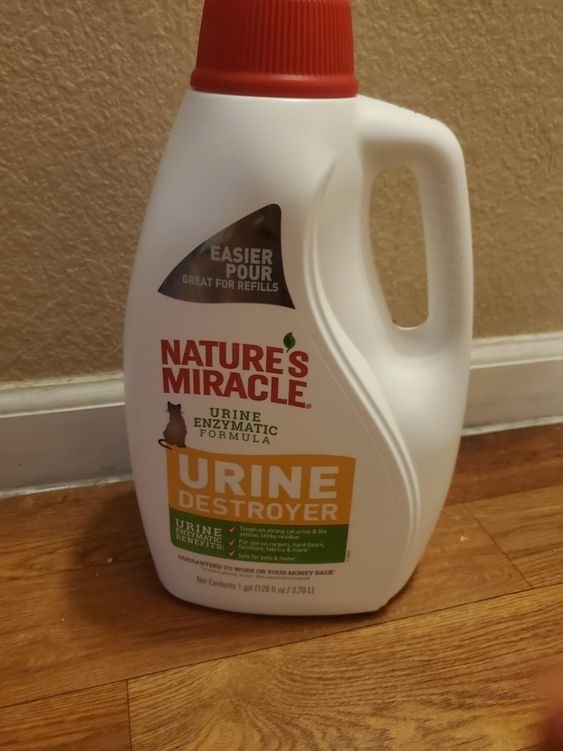 the gallon bottle of the urine destroyer