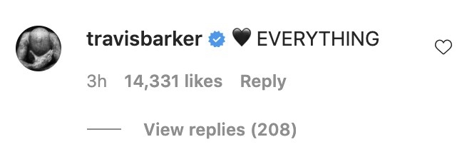 Travis leaves a comment that says &quot;Everything&quot; with a black heart