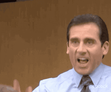 Gif of Michael Scott from The Office shouting I love it many times