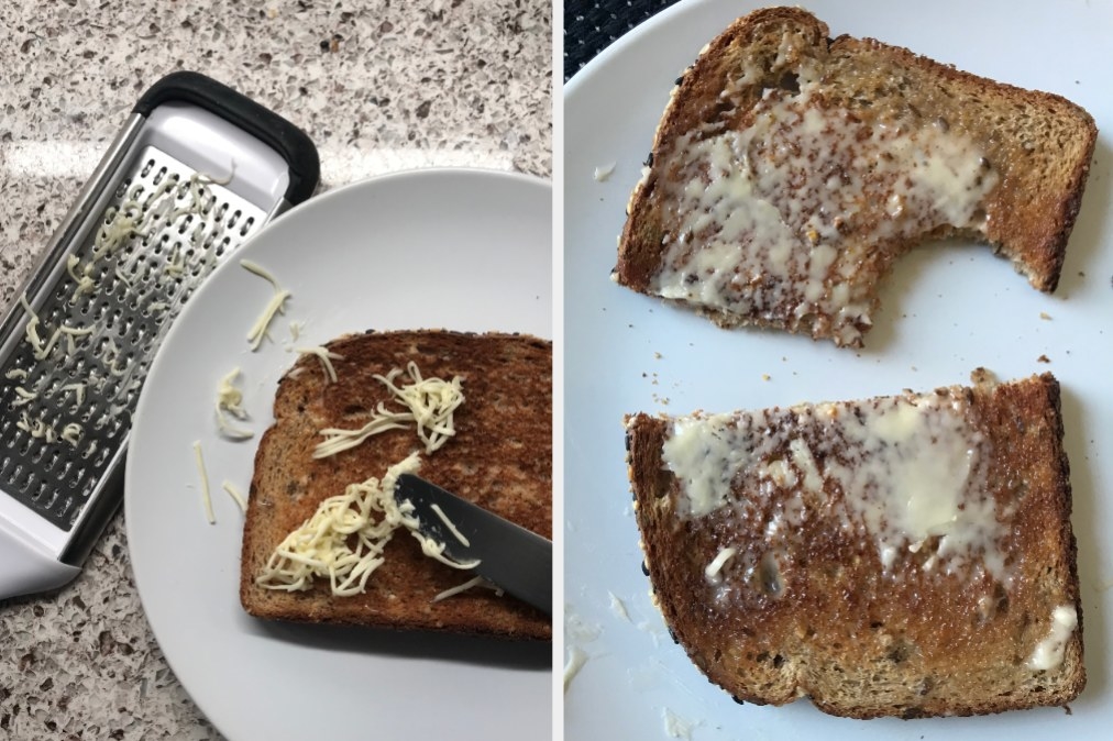 Toast with grated butter on top