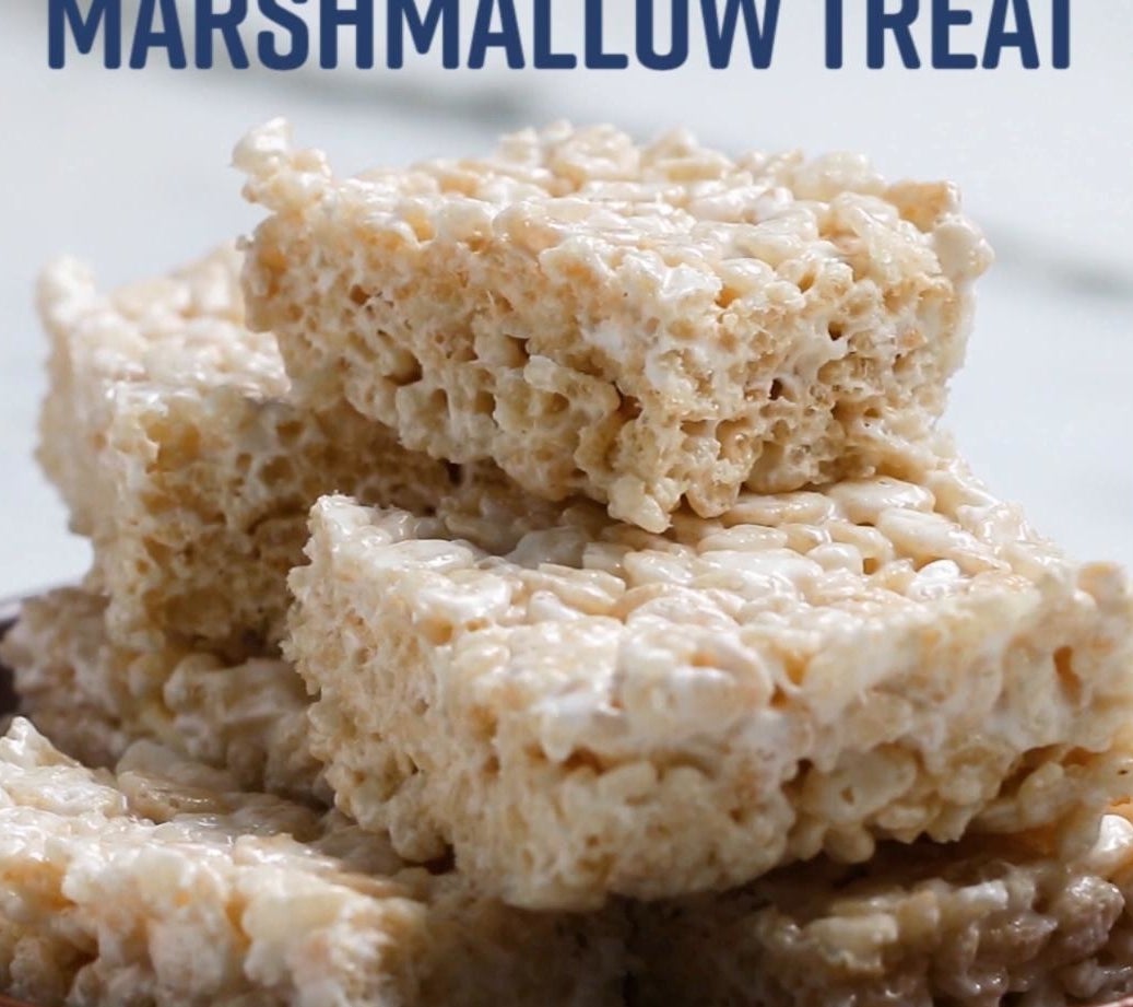 Microwave marshmallow and Rice Krispie cereal treats.