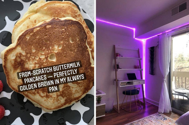 on left buttermilk pancakes and on right and LEF string light