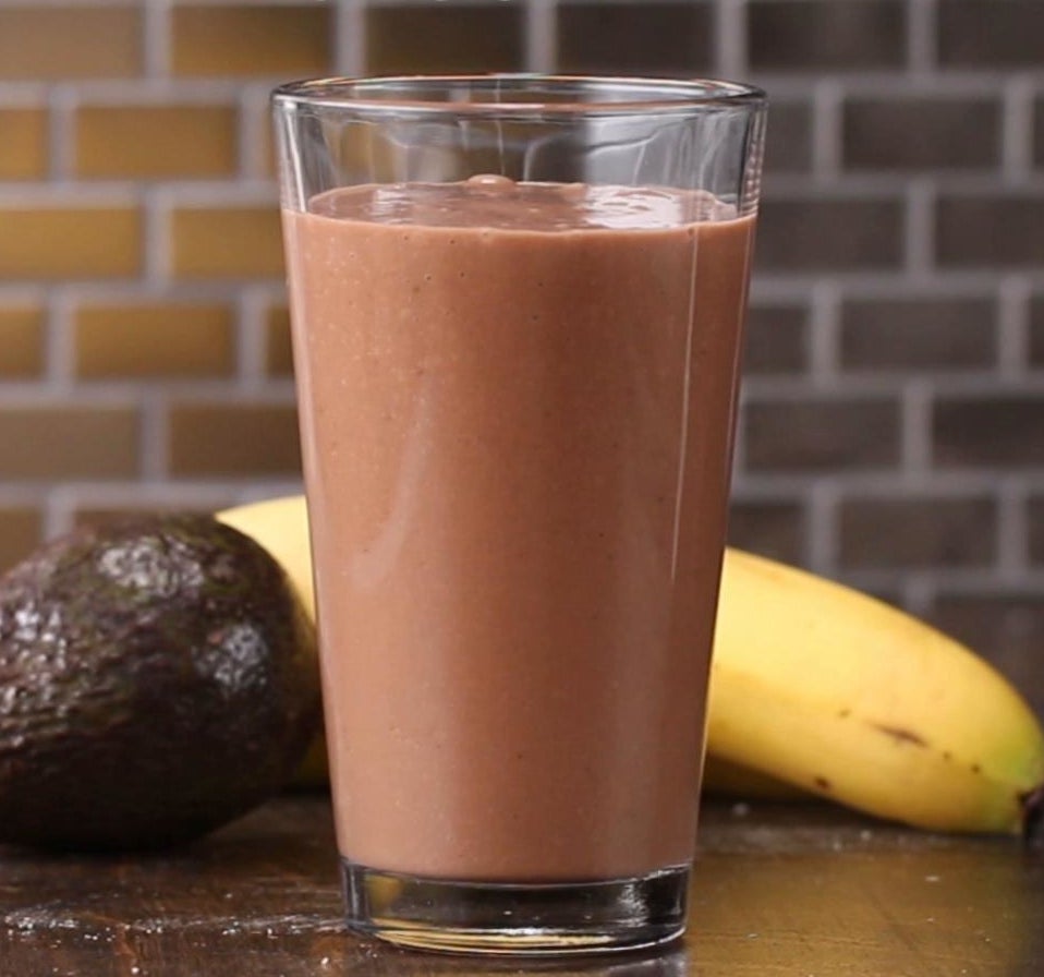 A chocolate banana and avocado smoothie.
