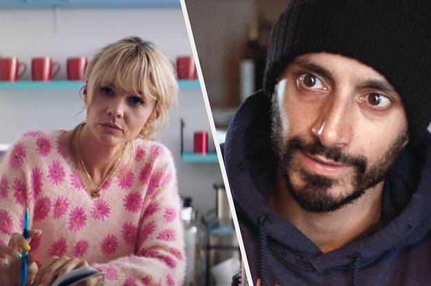 Carey Mulligan as Cassie and Riz Ahmed as Ruben split image