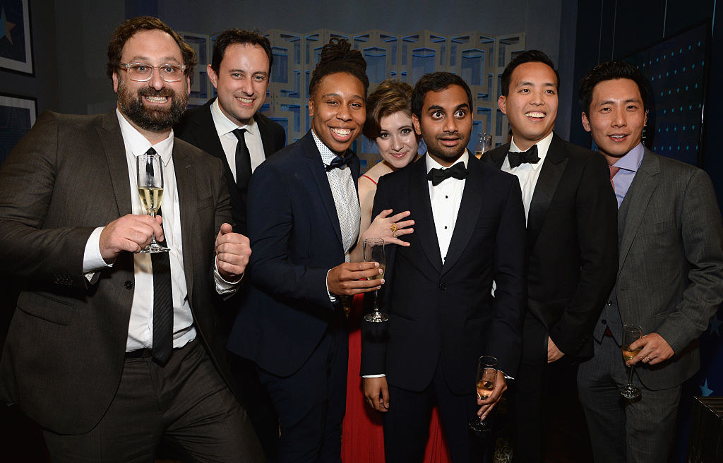 (L-R) Eric Wareheim, Igor Srubshchik, Lena Waithe, Noel Wells, Aziz Ansari, Alan Yang, and Kelvin Yu attend the 21st Annual Critics&#x27; Choice Awards 