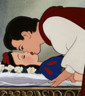 The prince kissing Snow White