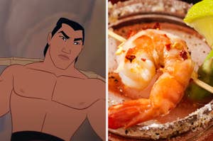 Side-by-side images of Shang from Mulan and a Bloody Mary