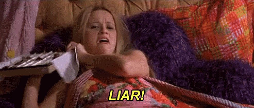 Elle Woods in bed screaming, &quot;Liar&quot;