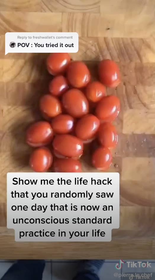 Slicing tomatoes on a cutting board