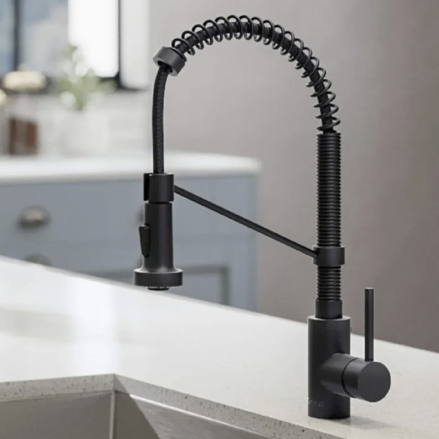A black faucet