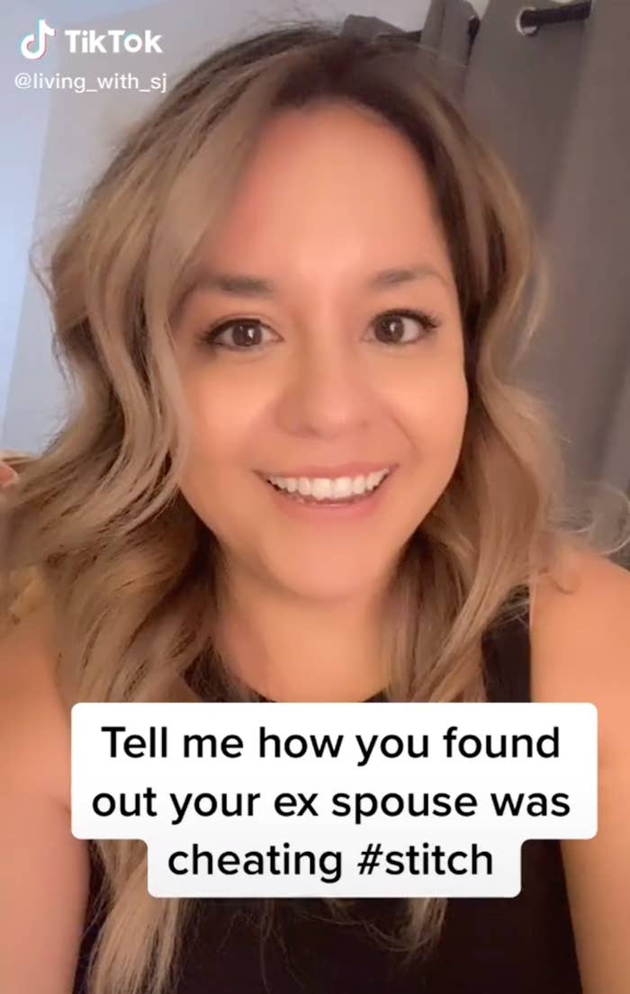 TikToker SJ in a video with the caption: &quot;Tell me how you found out your ex spouse was cheating&quot;