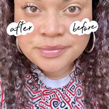 buzzfeed editor's eyes before and after using the mascara 