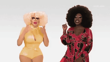 GIF of Trixie Mattel and Bob the Drag Queen with Taboos written under it