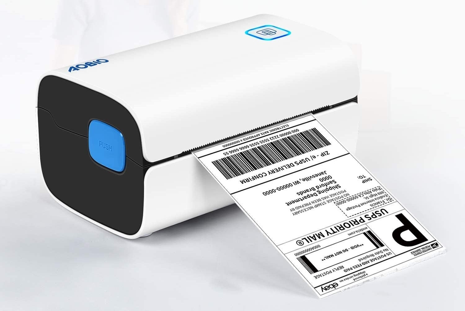 A label printer printed out a label