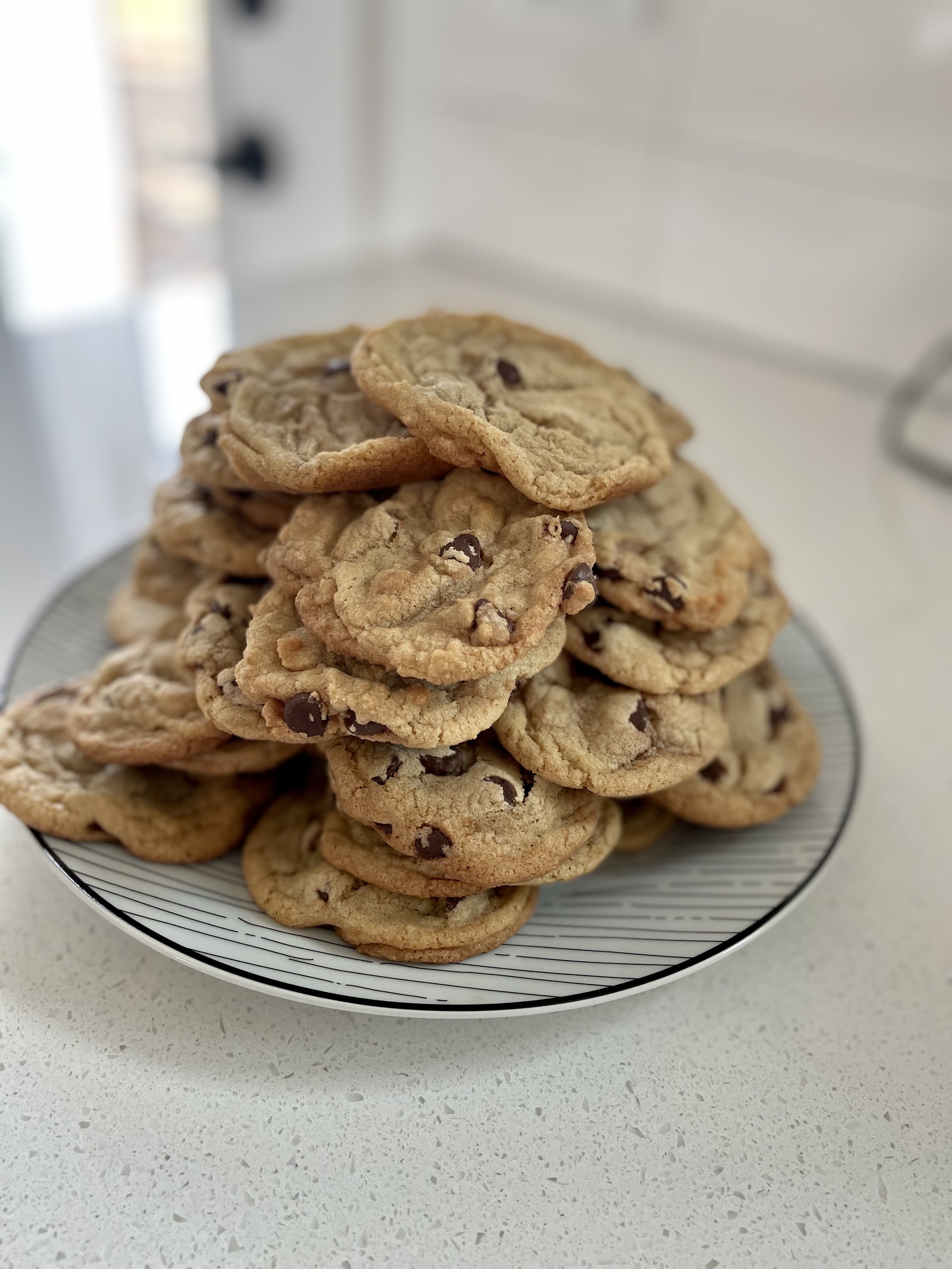 Chocolate chip cookies plated