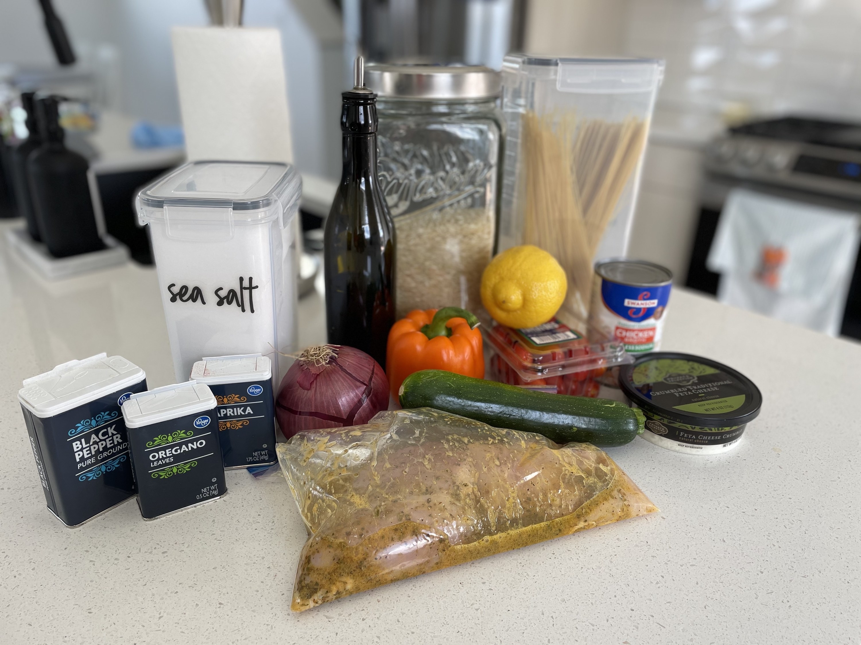 Ingredients for Greek chicken bowls