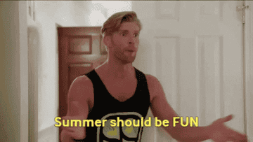 A GIF of Kyle Cooke from &quot;Summer House&quot; clapping while saying, &quot;Summer should be fun&quot;